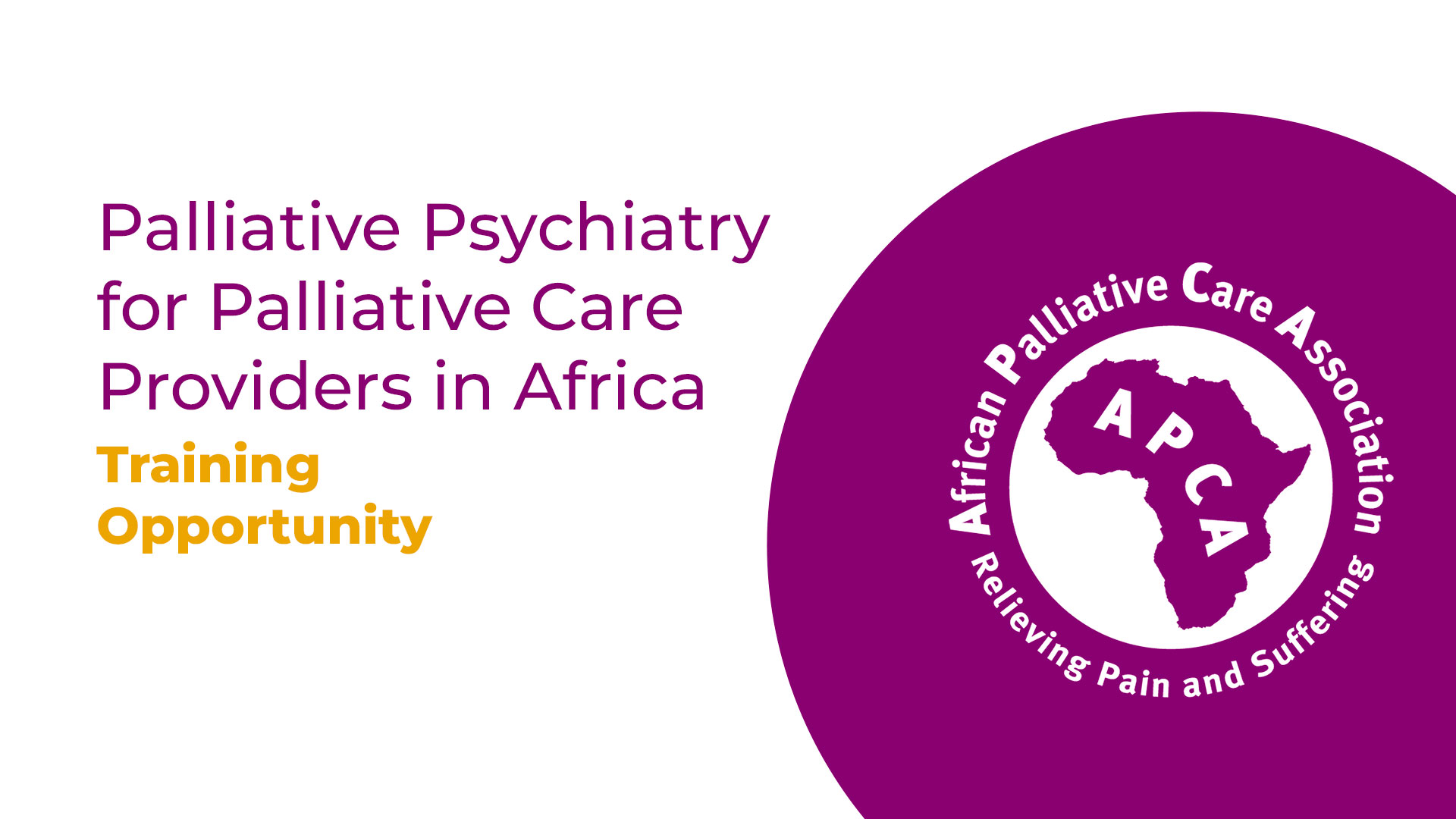 Training Opportunity - Palliative Psychiatry for Palliative Care Providers in Africa